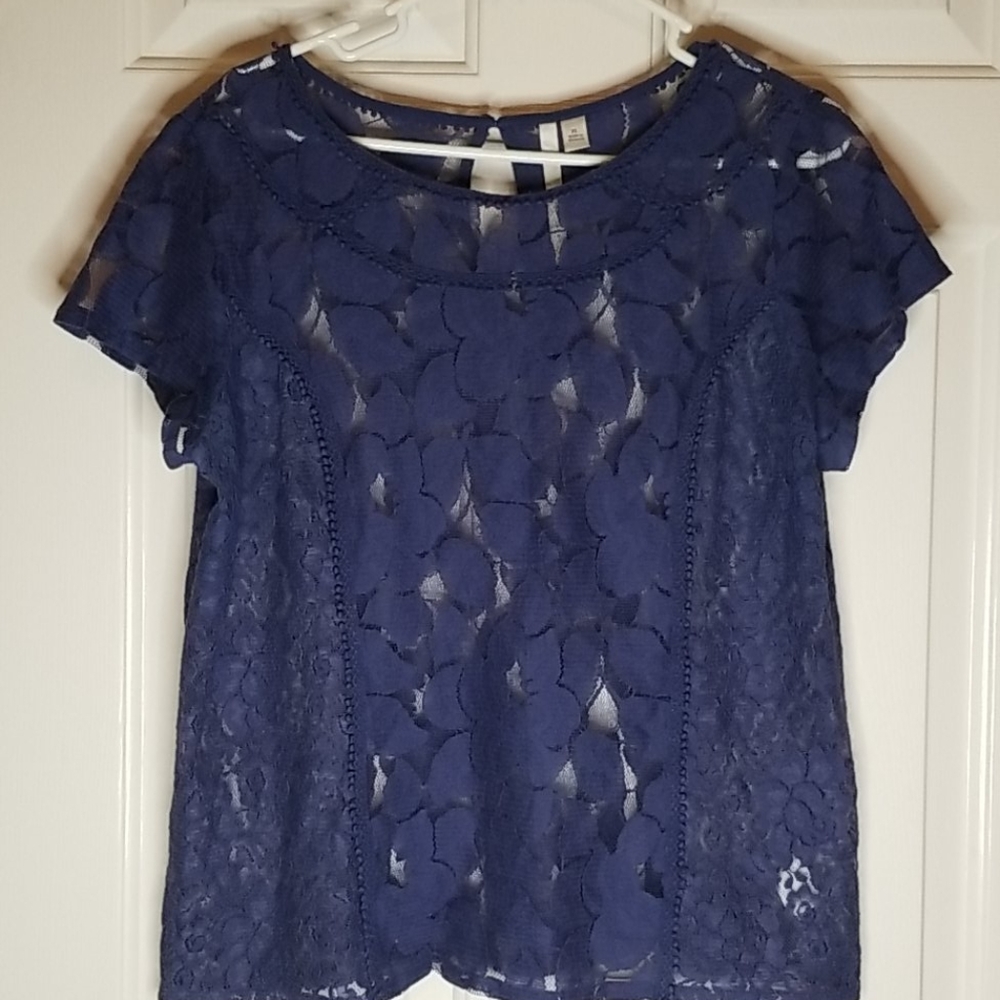 LC Lauren Conrad Blue Lace Top Size XL
